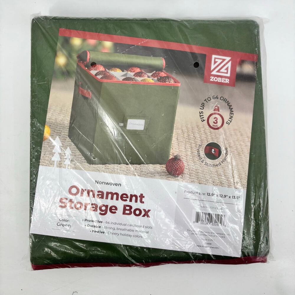 Zober Ornament Storage Box Green Organization Christmas Holiday Home